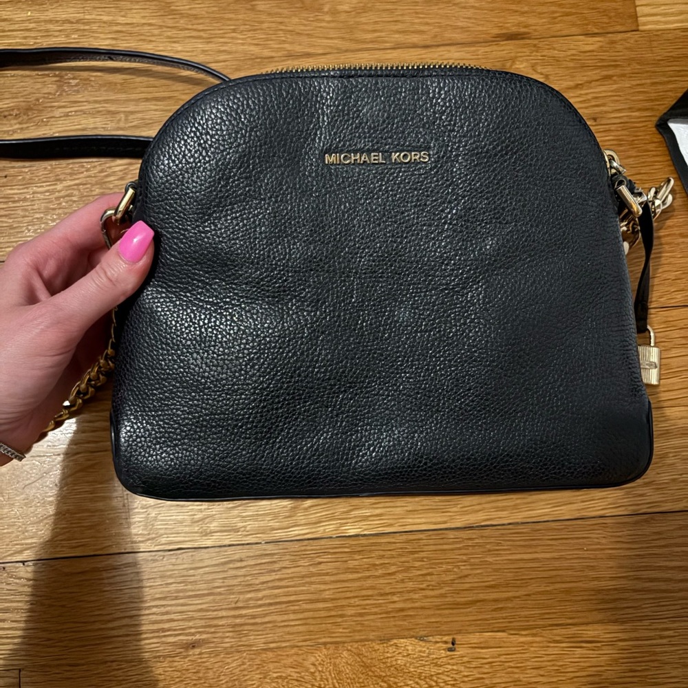 Michael Kors Black Pebbled Leather Crossbody Bag